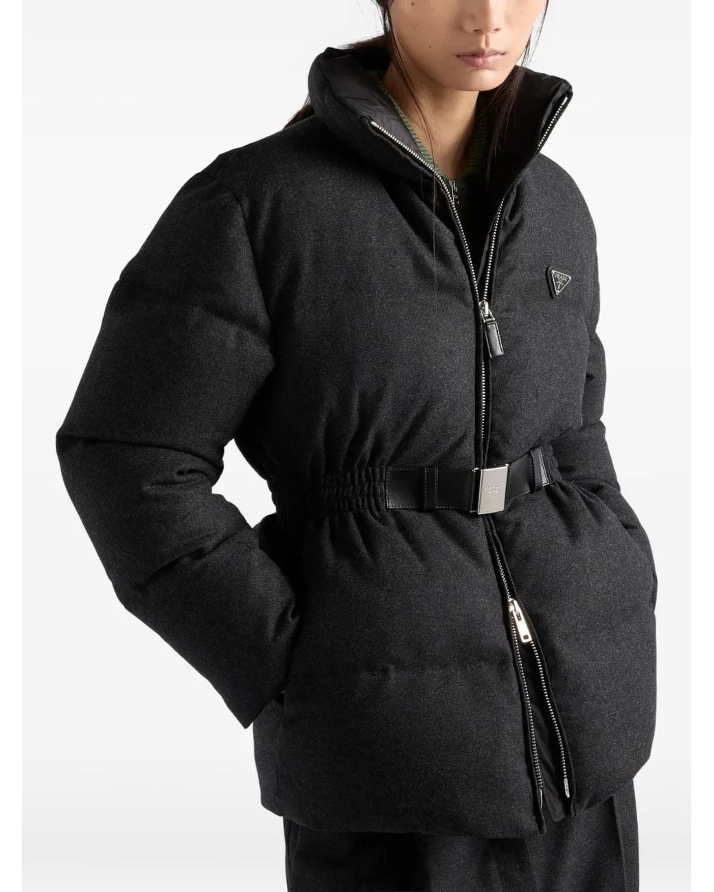 Prada Re-Wool Donsjack in het Black