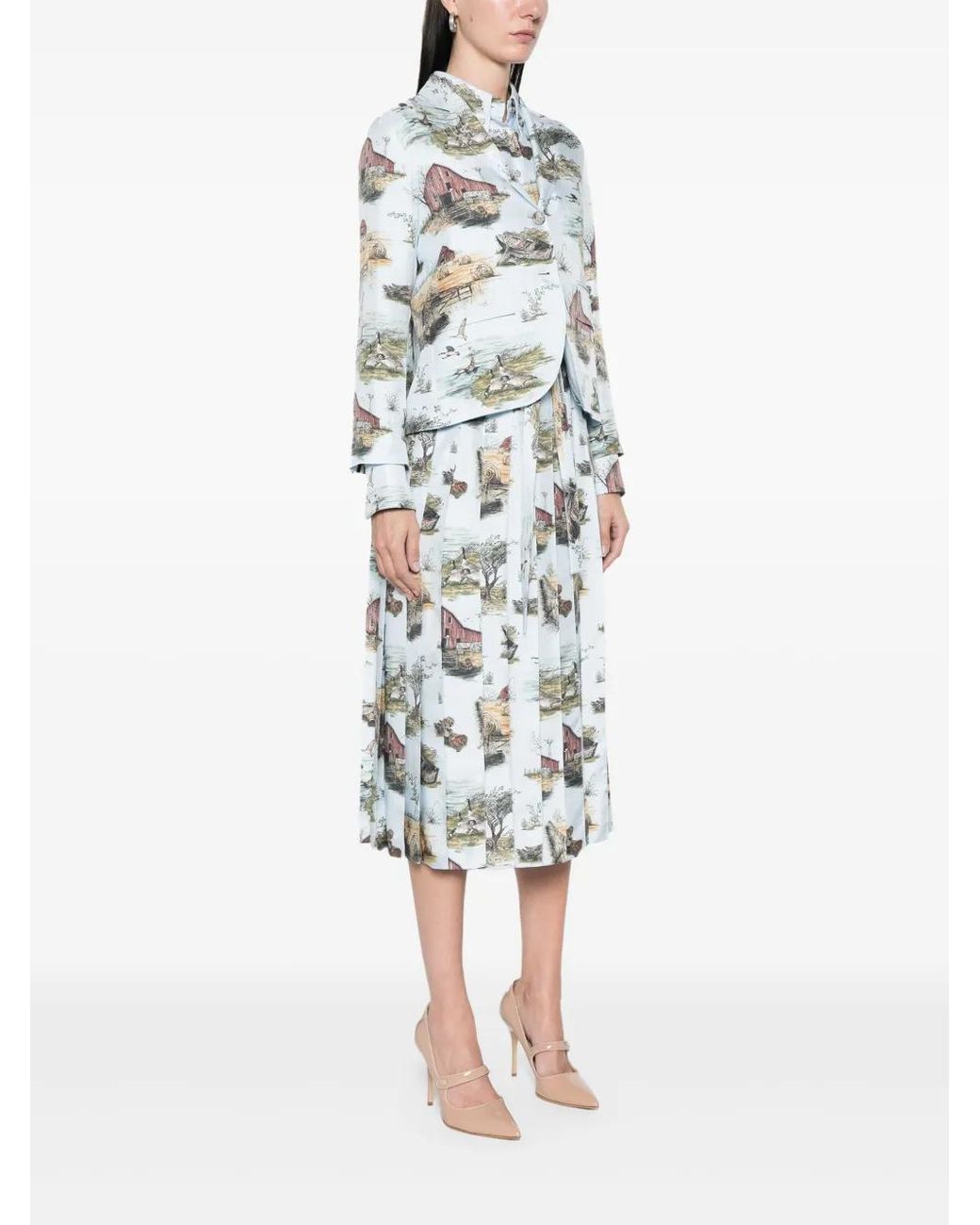Thom Browne White All-Over Print Blazer