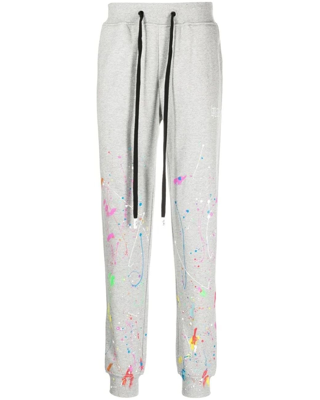 Haculla Gray Paint-Splatter Drawstring Track Pants for men
