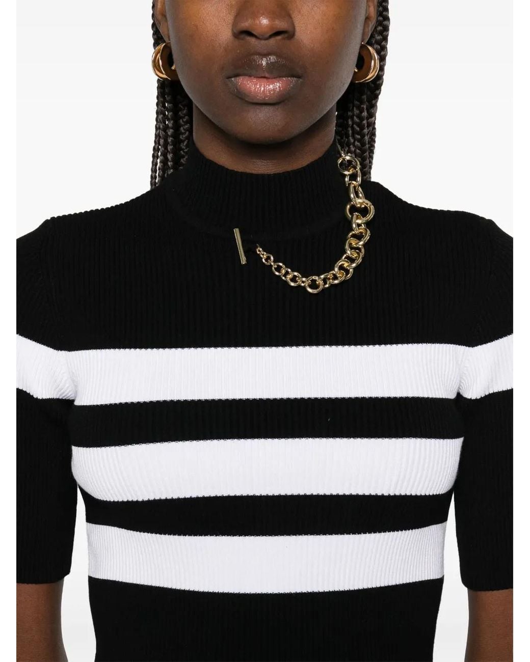 Jean Paul Gaultier Black Striped Knitted T-Shirt