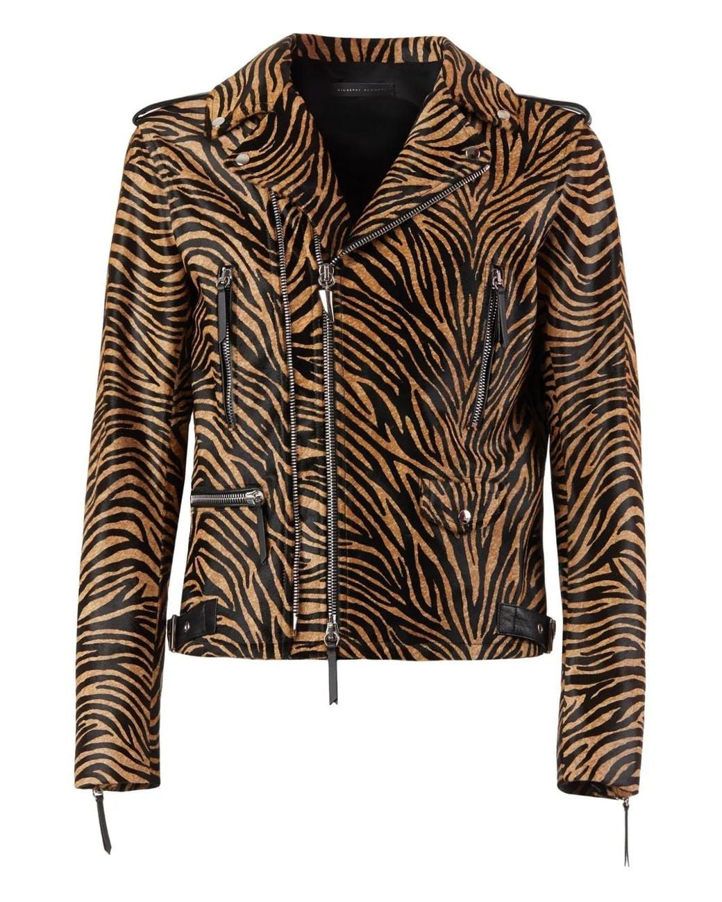 Giuseppe Zanotti Black Kian Animal-Print Biker Jacket for men