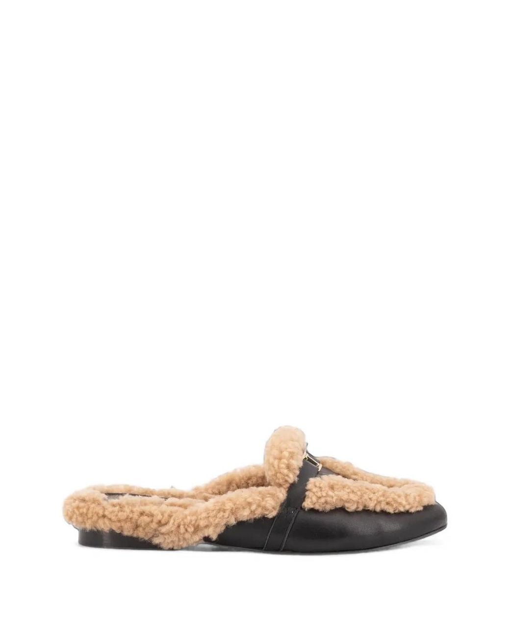 Toral Shoes White Daphne Shearling-Trim Leather Slippers