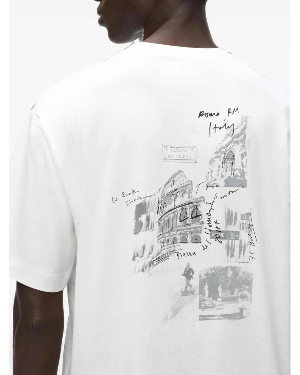 Karl Lagerfeld White Sketches Of Rome T-Shirt for men