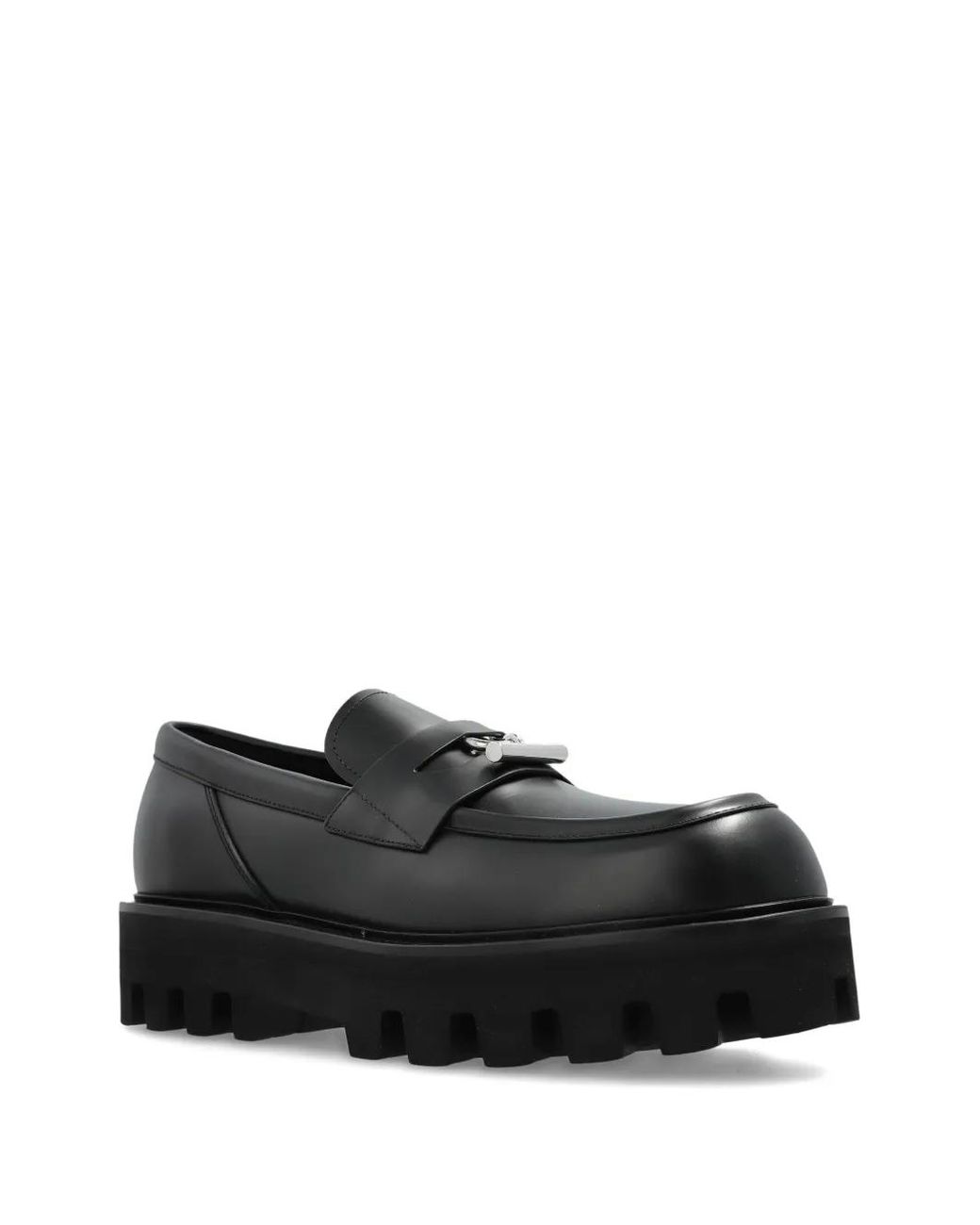 McQueen Black Leather Platform Loafers for men