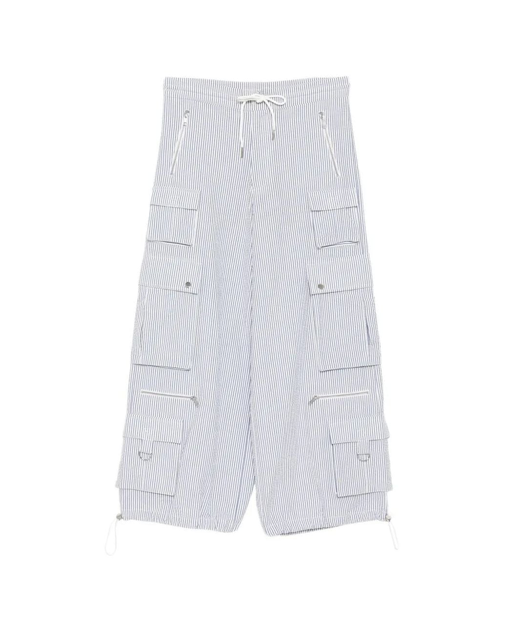 Cynthia Rowley White Pantalon Cargo Millie En Seersucker