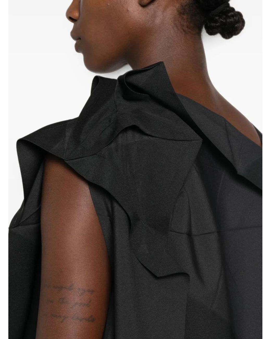 Issey Miyake Black Geometric Pleated Midi Dress