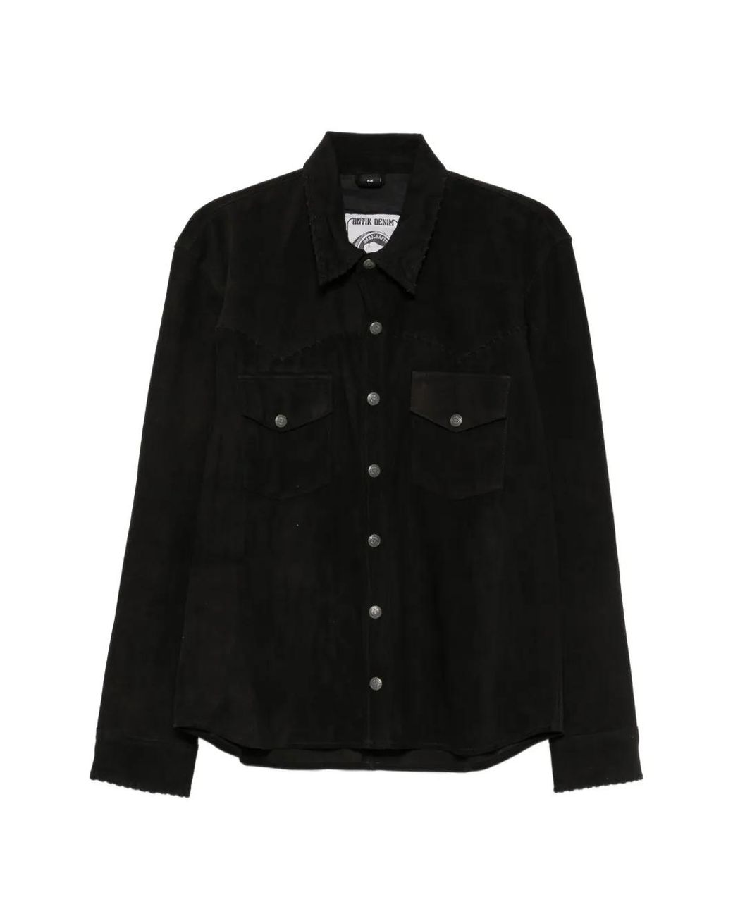 Antik Denim Black Whipstitch-Detail Western-Style Shirt for men