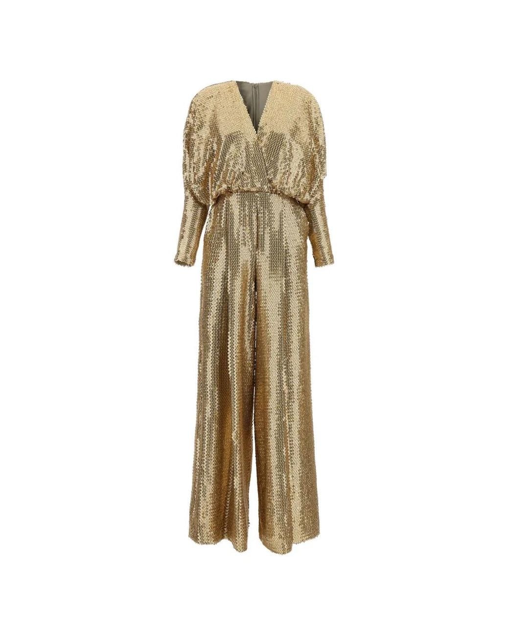 Elie Saab Metallic Sequin-Embellished Wide-Leg Jumpsuit