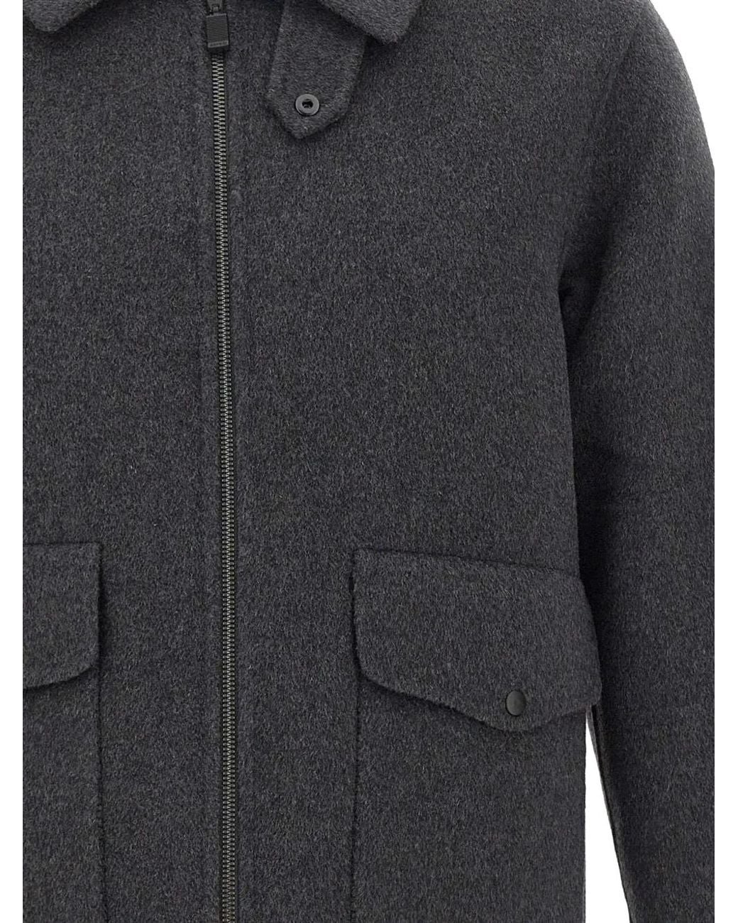 Aspesi Gray Double-Faced Zip-Up Jacket for men