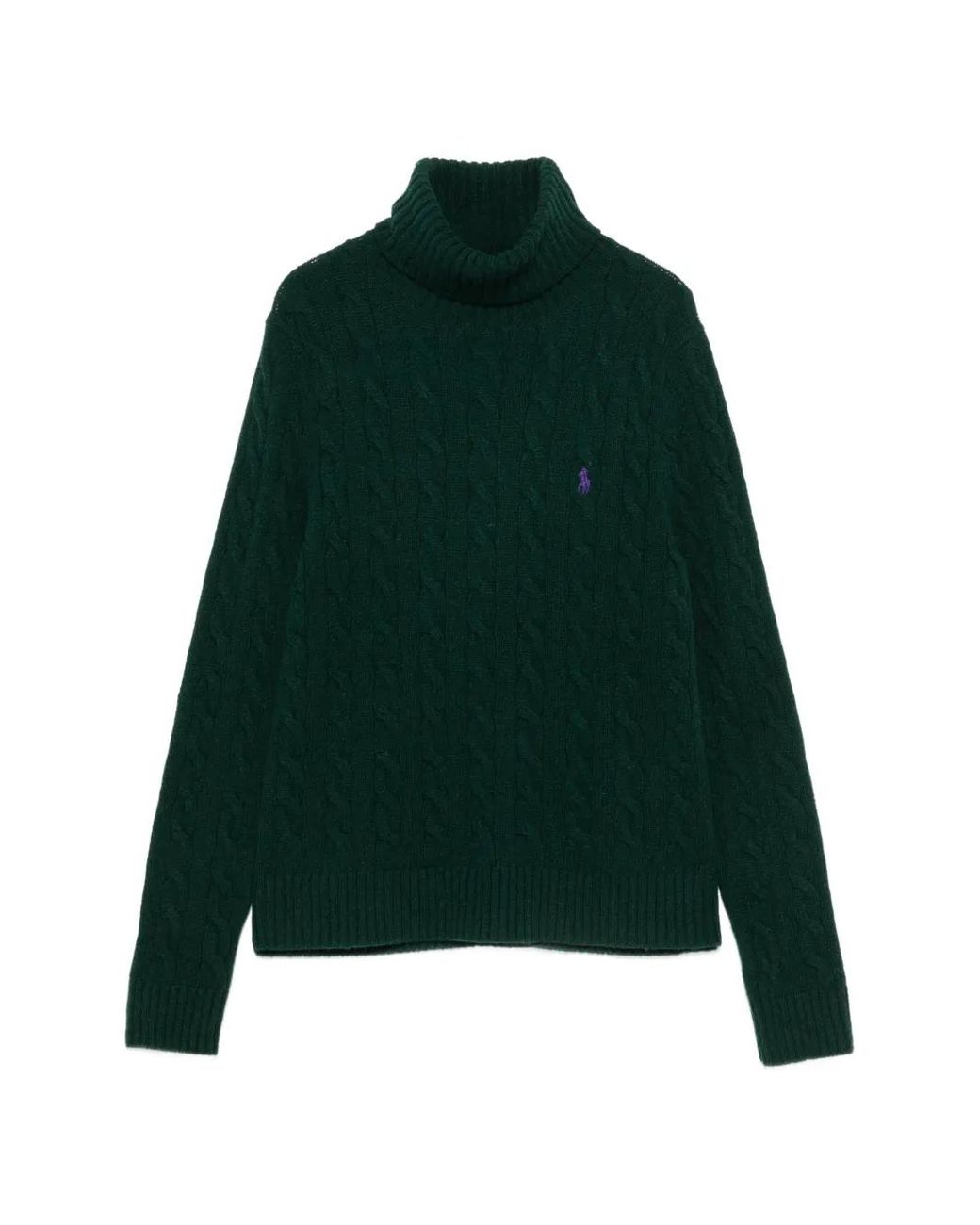Polo Ralph Lauren Green Cable-Knit Roll-Neck Sweater