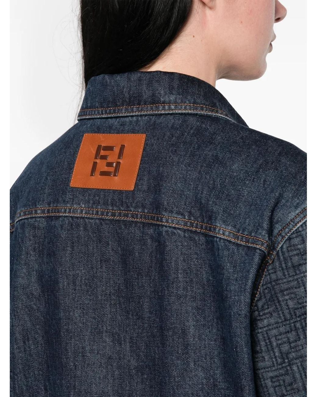 Chaqueta Vaquera Con Cinturón Y Motivo Ff Fendi de color Blue