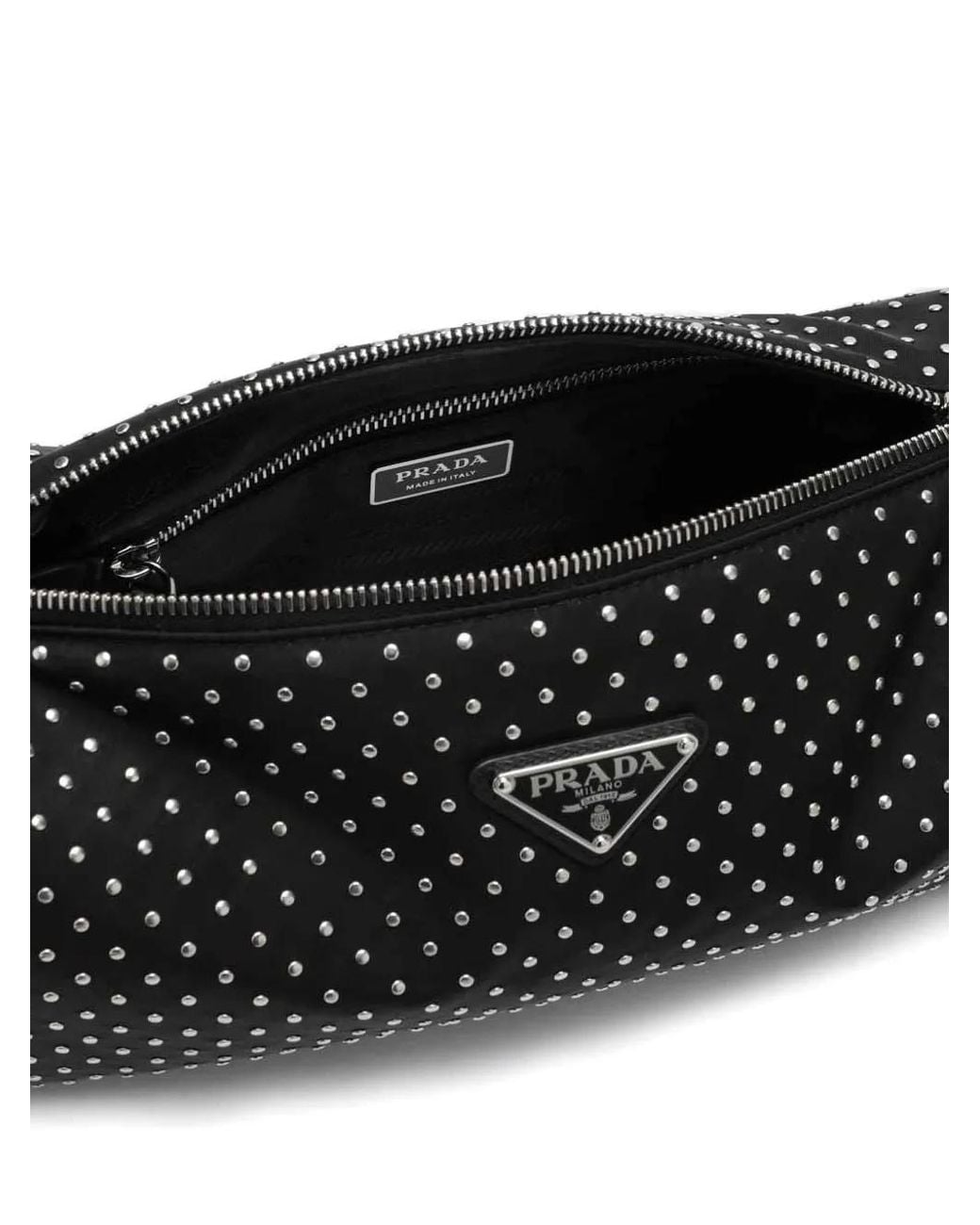 Prada Black Stud-Embellished Shoulder Bag