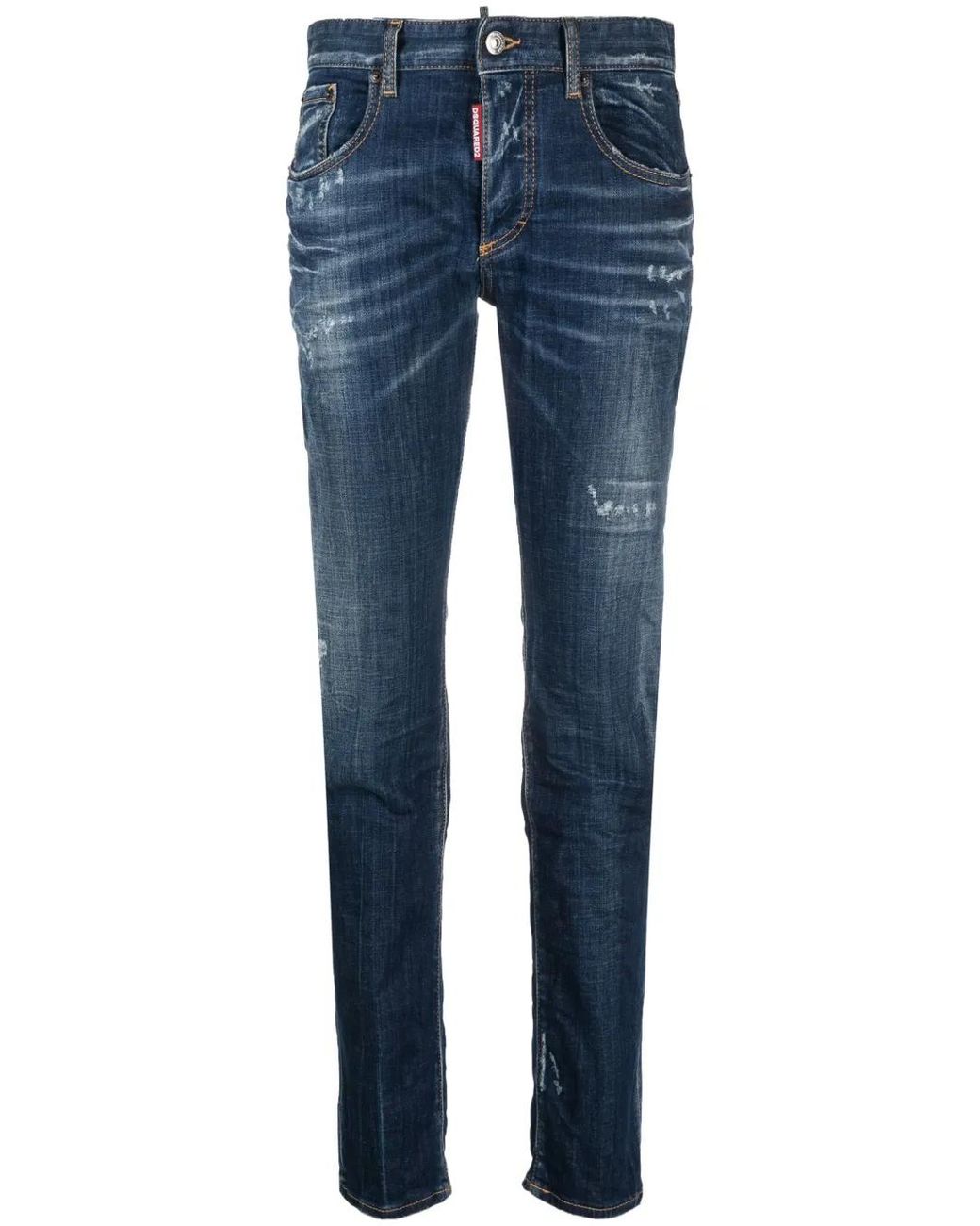 DSquared² 24/7 Gerafelde Skinny Jeans in het Blue