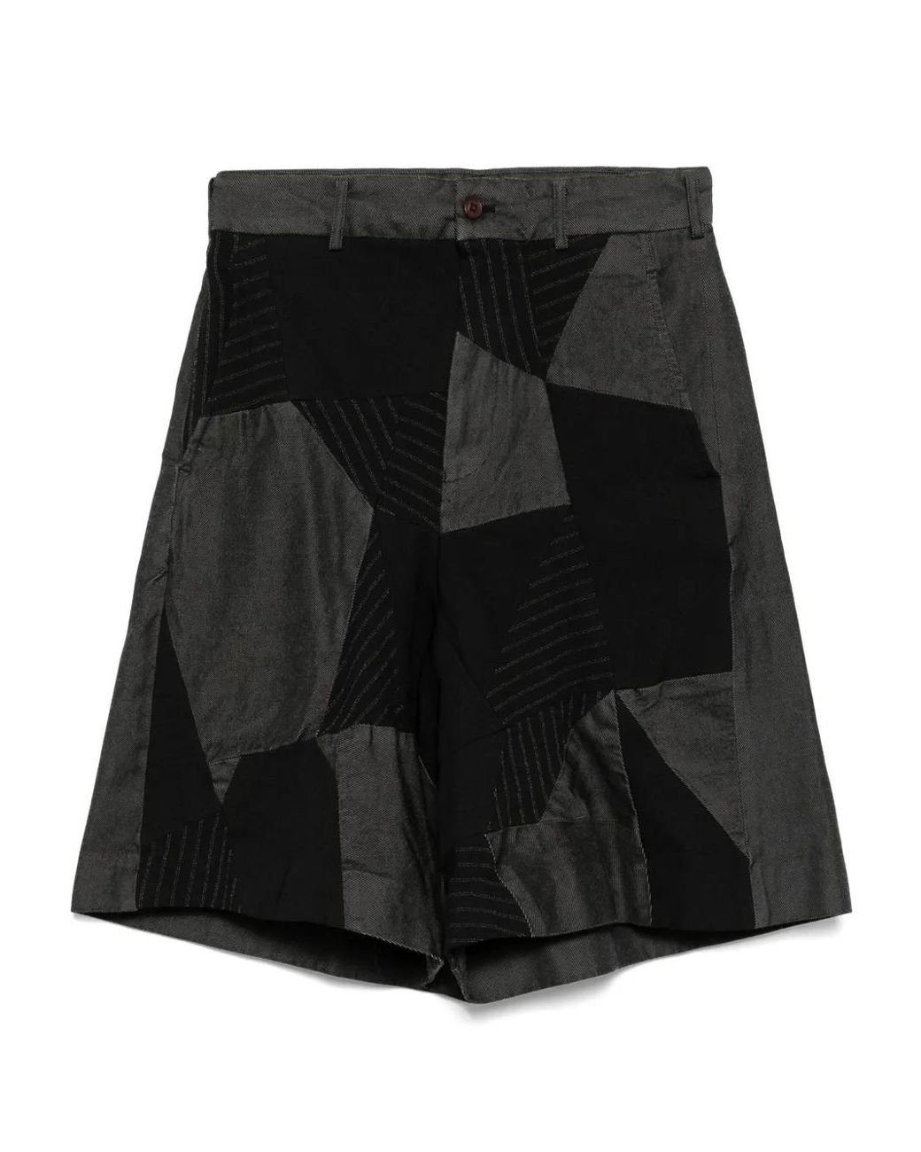 COMME DES GARÇON BLACK Black Gabardine Patchwork Shorts for men