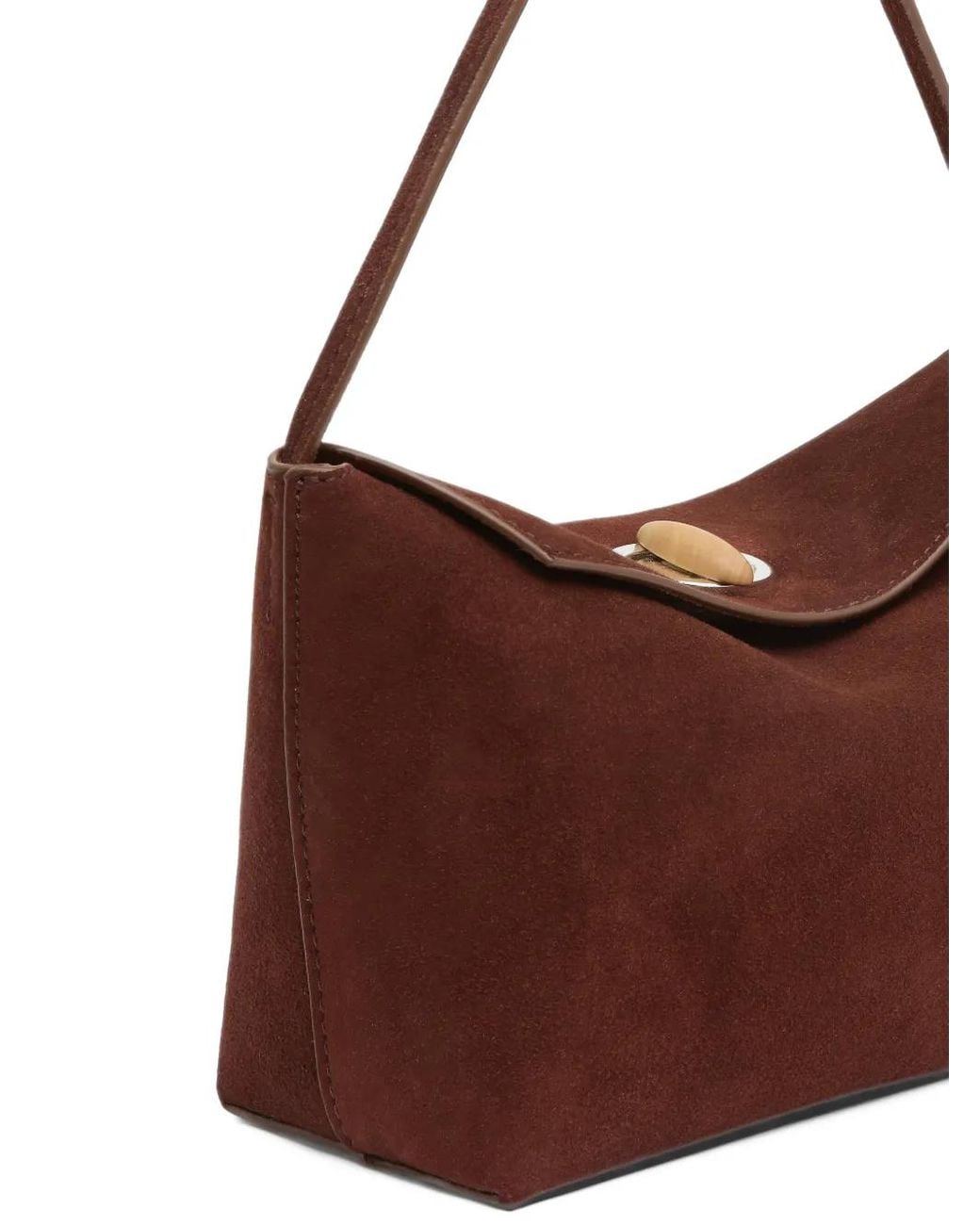 Christopher Esber Brown Mini Turnlock Suede Shoulder Bag