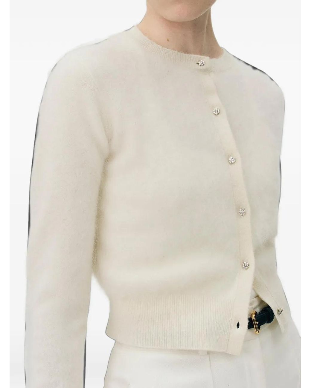 Adam Lippes White Cruz Crystal-Embellished Cardigan