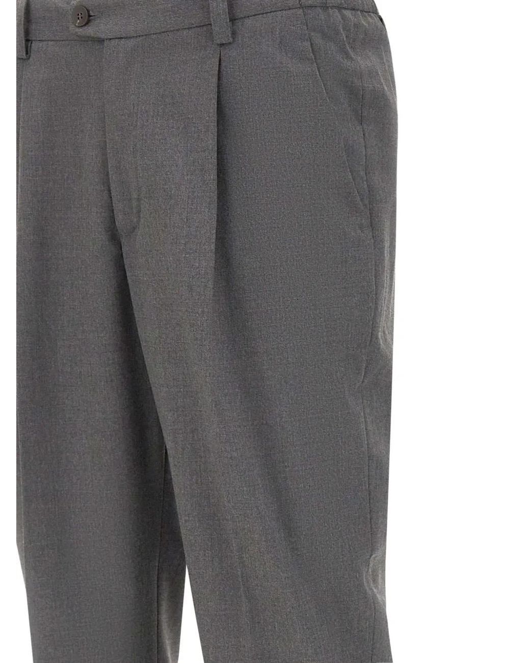 Devore Gray Pleated Trousers for men