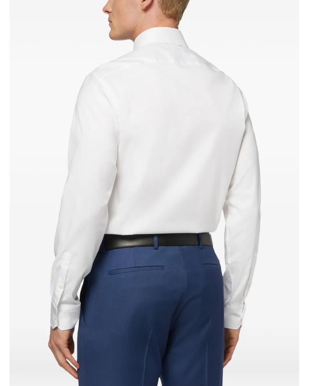 Boggi White Slim Fit Pinpoint Cotton Shirt for men