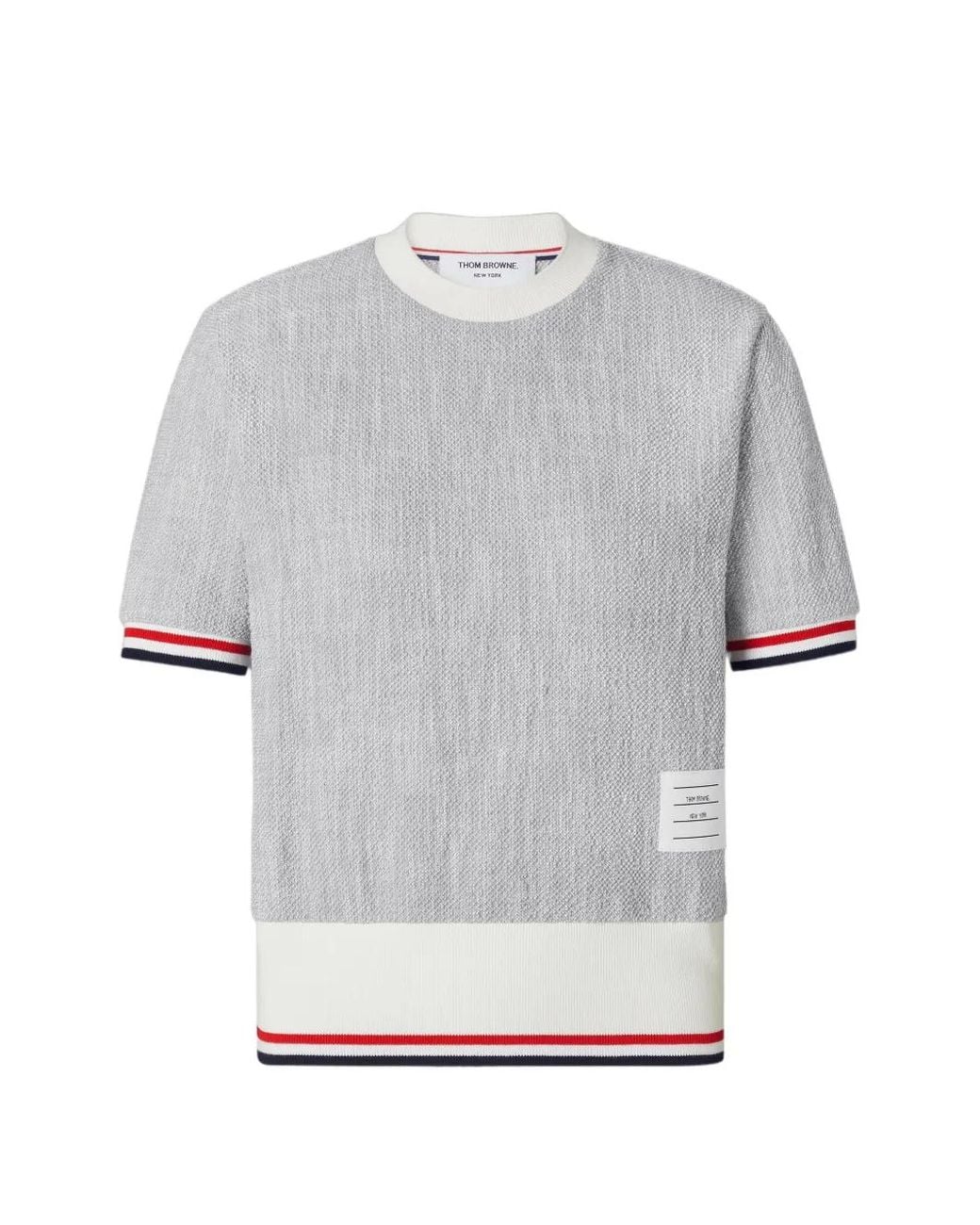 Thom Browne Gray Textured Crew Neck T-Shirt
