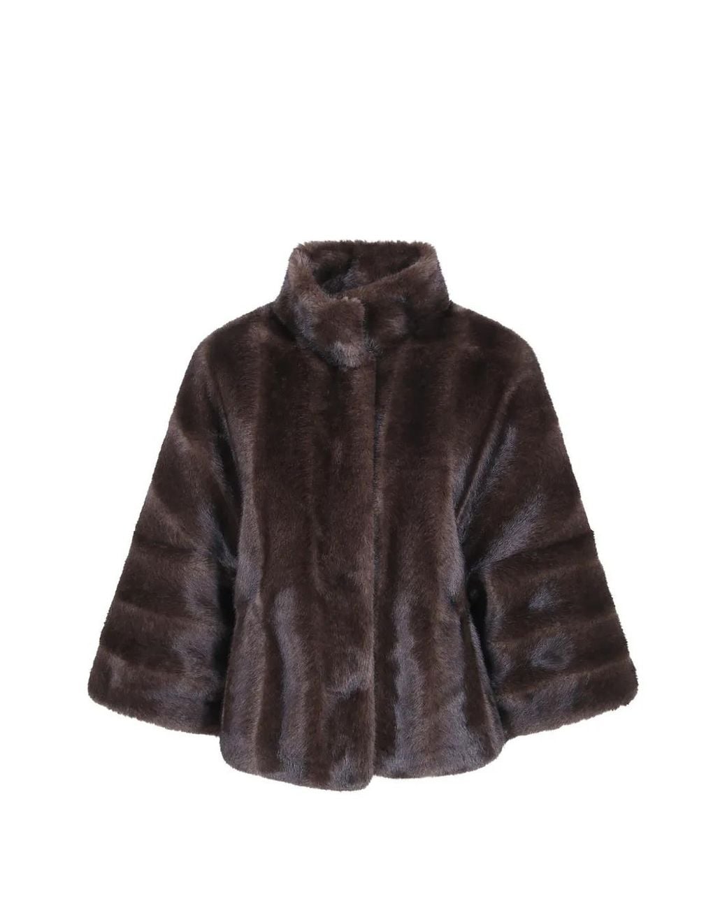 VALENTINI 1972 Brown Funnel-Neck Faux-Fur Coat