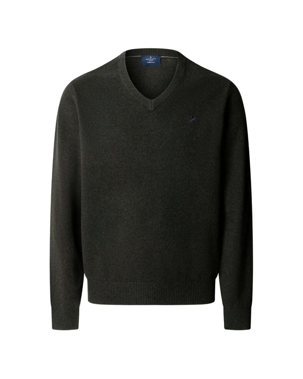 Hackett Black V-Neck Lambswool Sweater for men