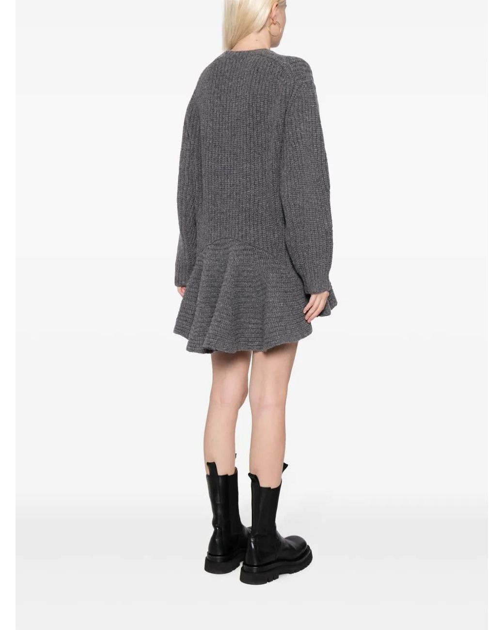 JNBY Gray Crew-Neck Drop-Shoulder Minidress