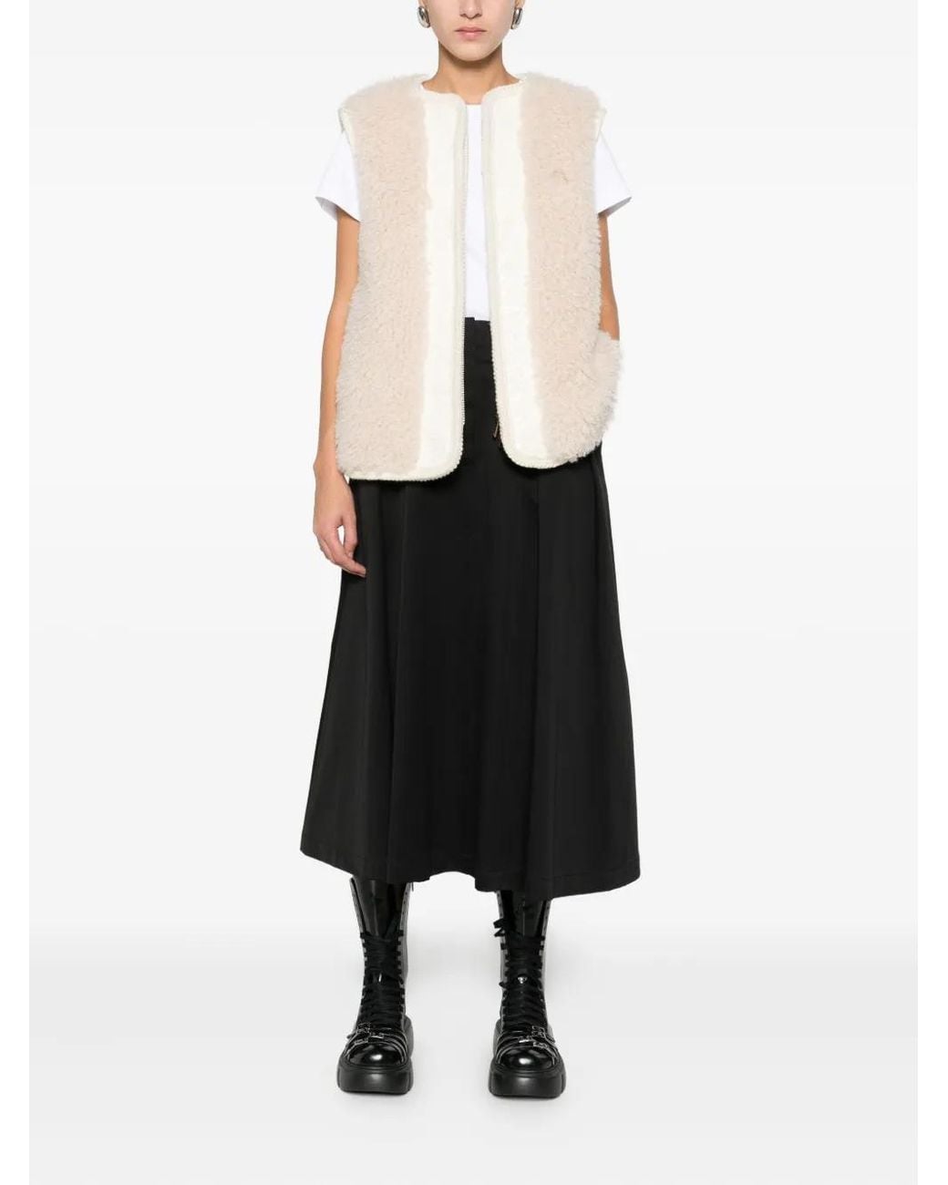 Moncler Natural Zip-Up Sleeveless Jacket