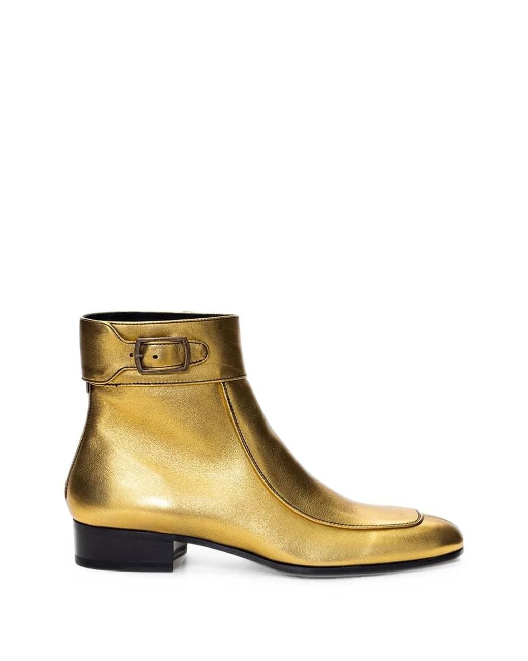Saint Laurent Natural Buckle-Fastening Leather Ankle Boots