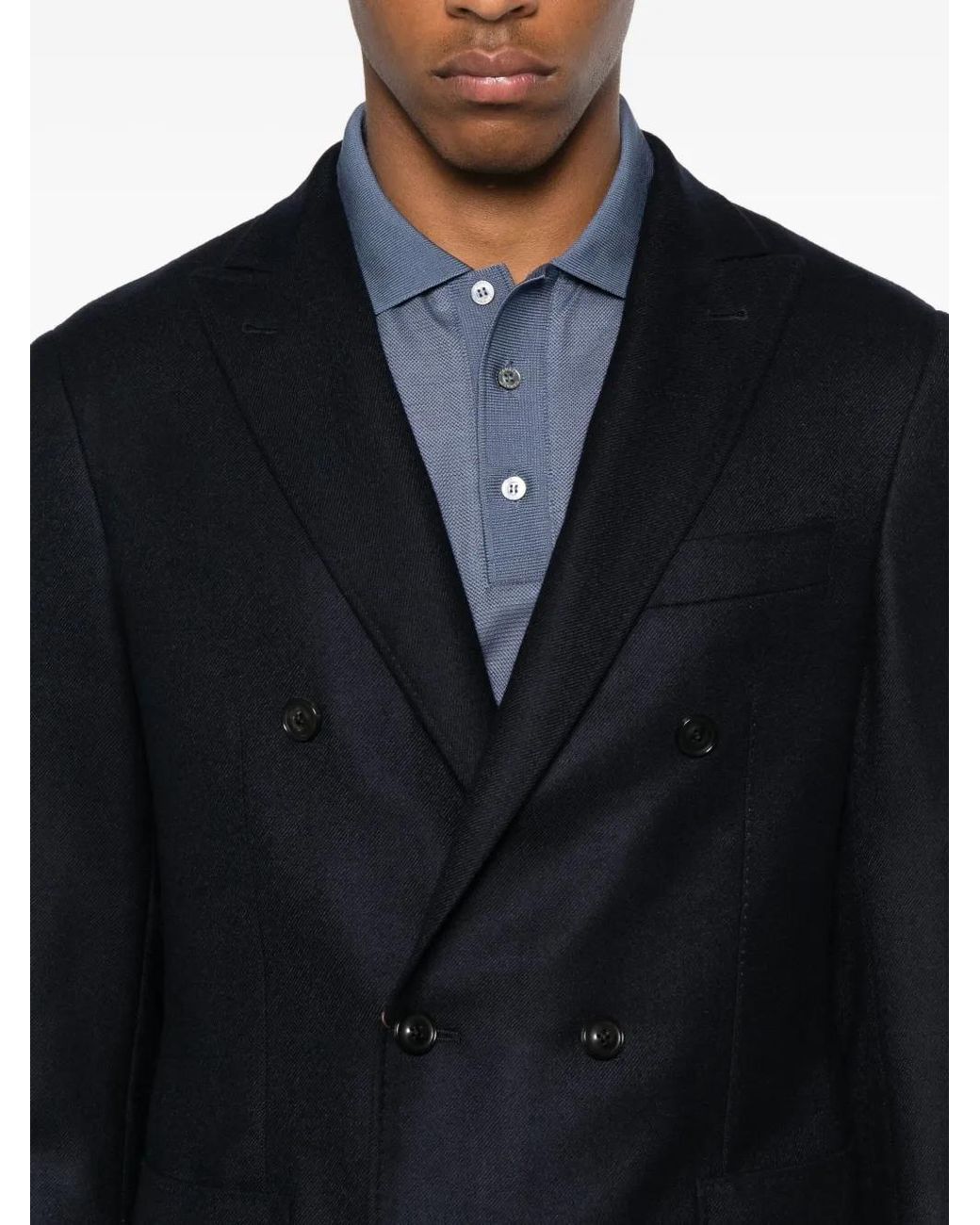 Canali Black Double-Breasted Jacket for men