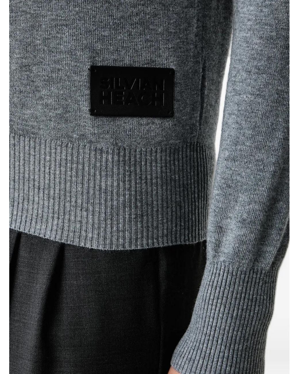 Silvian Heach Gray Logo-Patch Button-Up Cardigan