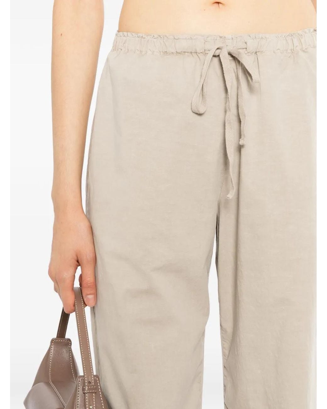 James Perse White Wide-Cuff Drawstring Trousers