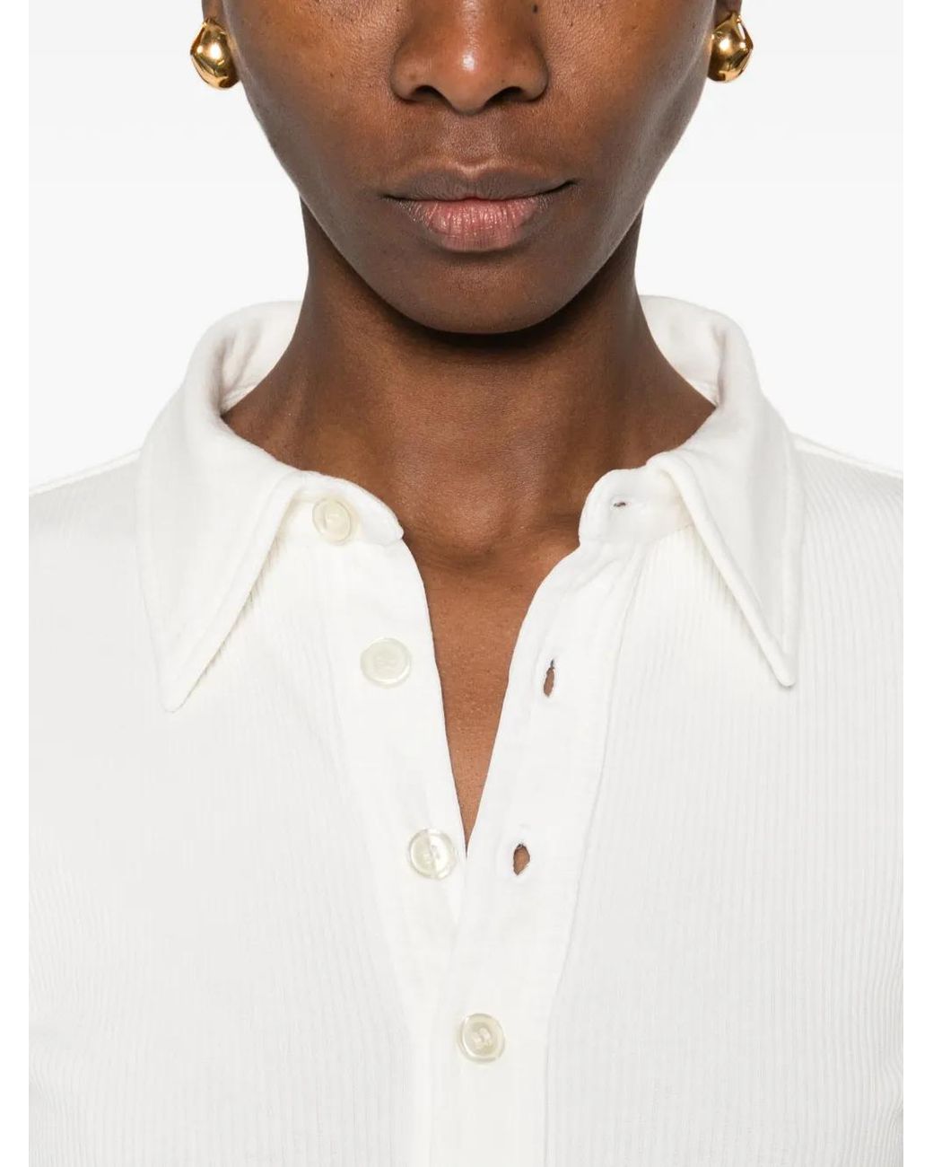Citizens of Humanity White Long-Sleeve Polo Top