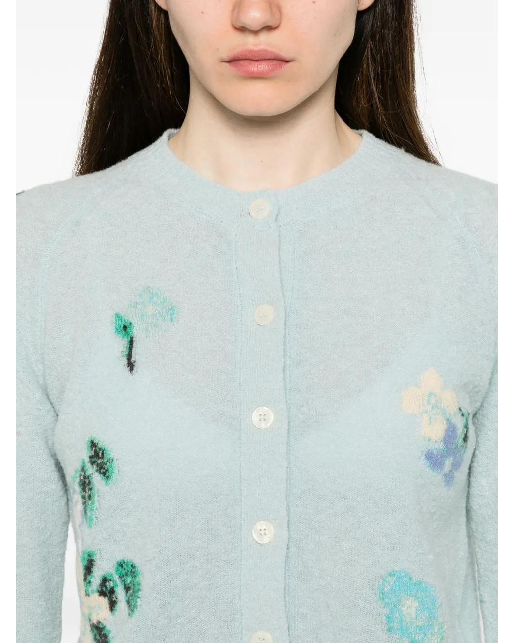 BERNADETTE Blue Clemence Intarsia-Knit Cardigan