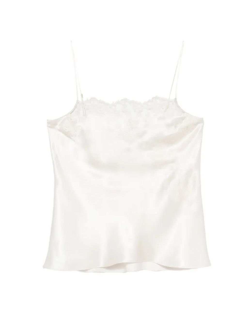 Carine Gilson White Lace-Detail Silk Camisole