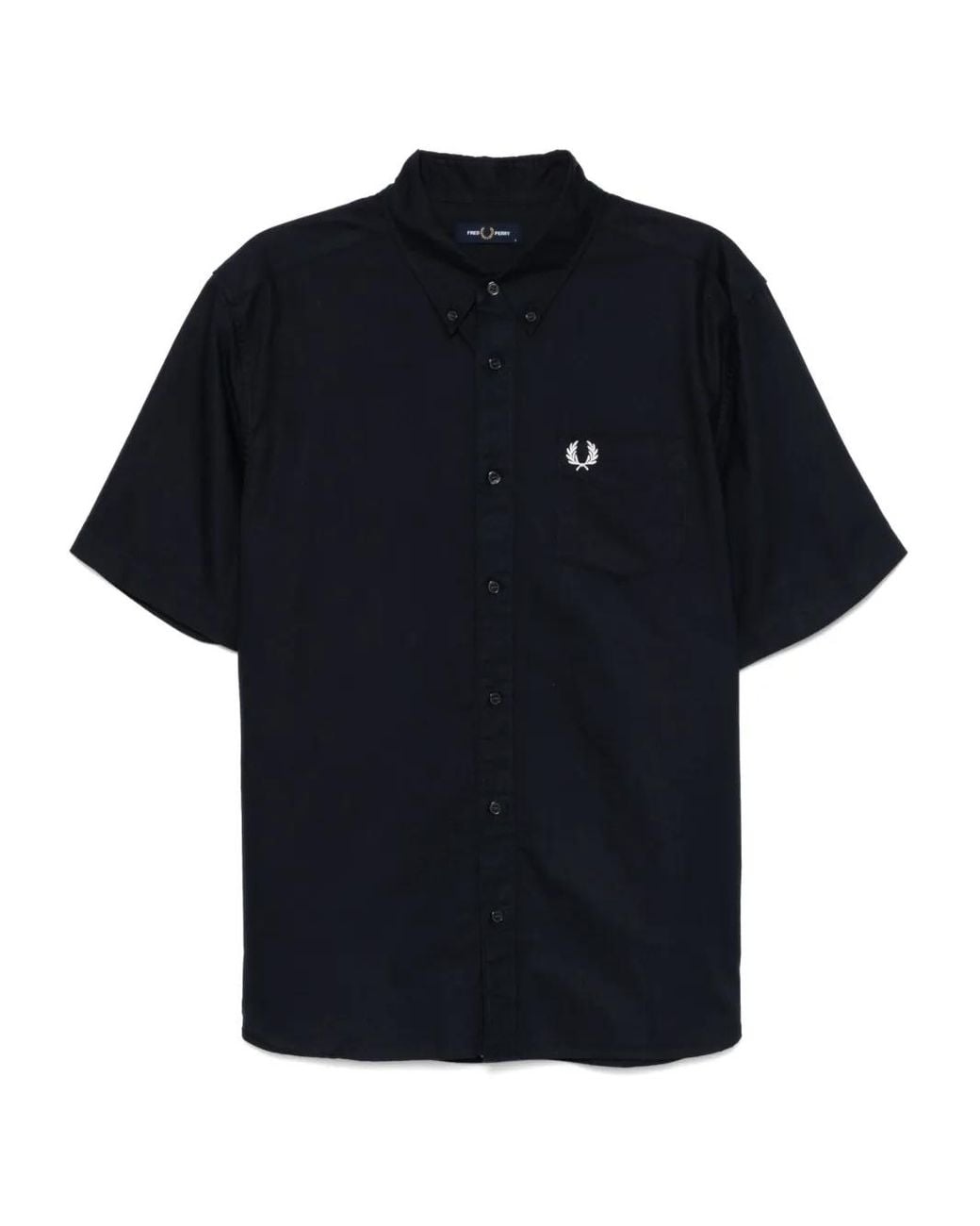 Fred Perry Black Logo-Embroidered Shirt for men