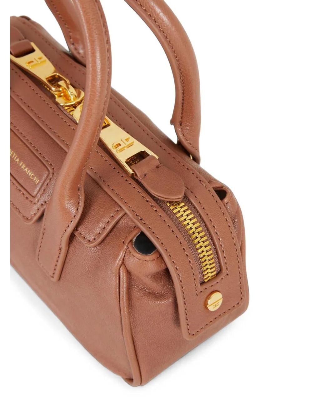 Elisabetta Franchi Brown Small Boston Bag