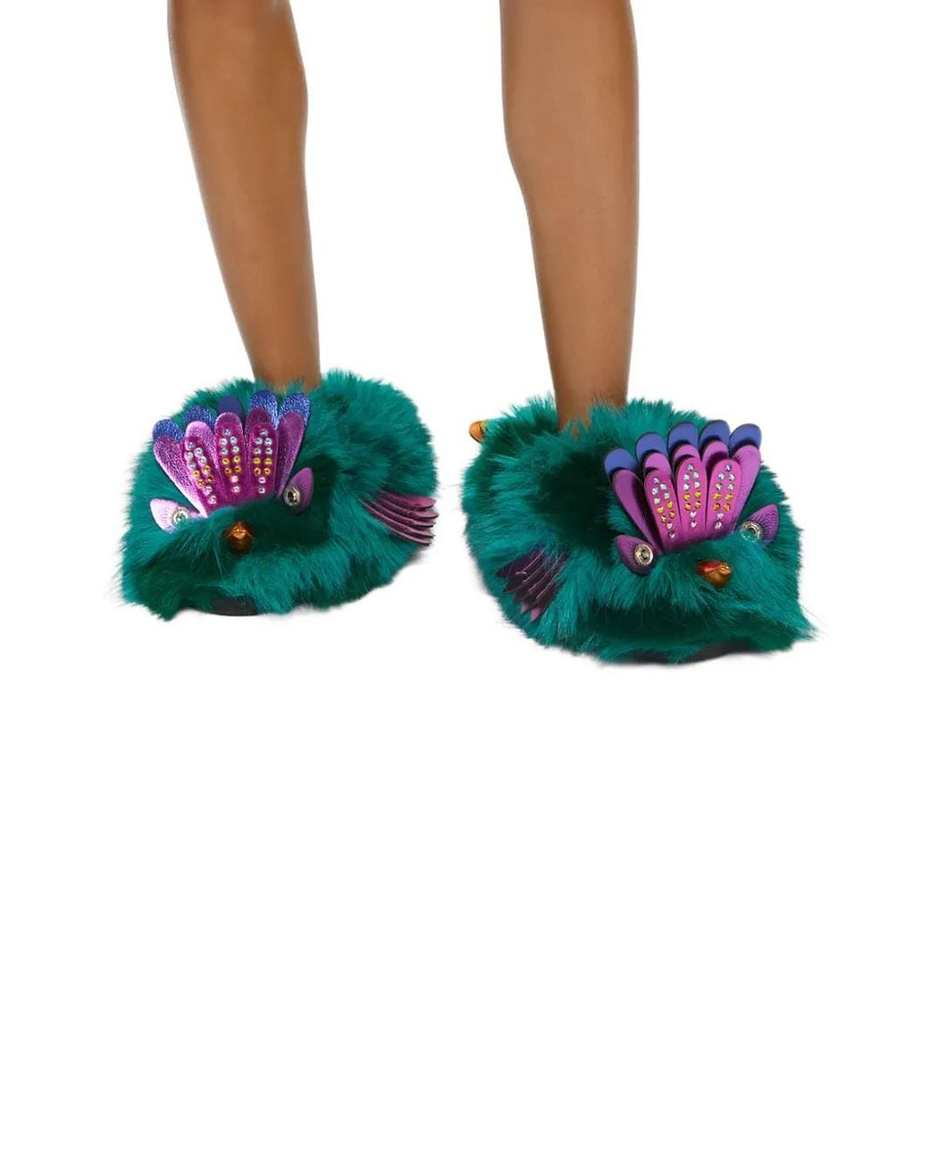 Kurt Geiger Green Eagle Fluff Slippers