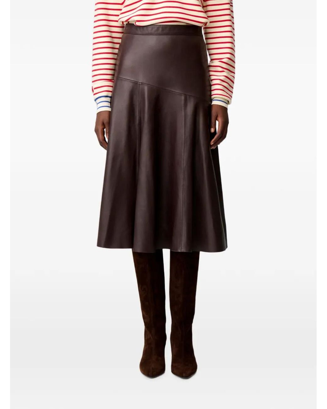 Claudie Pierlot Brown Mid-Length Leather Skirt