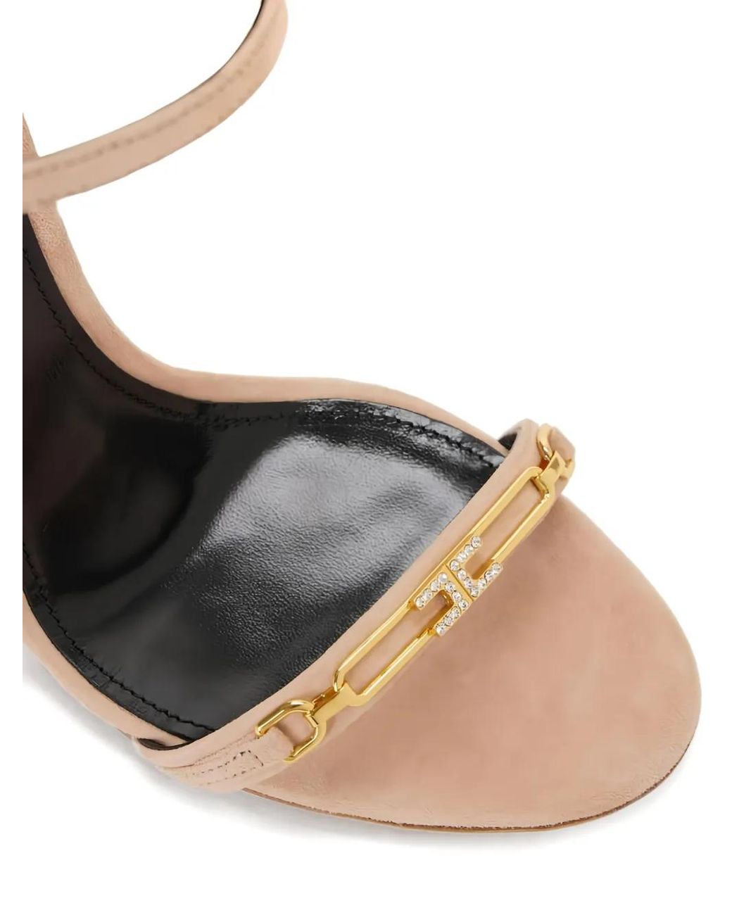 Elisabetta Franchi Metallic Jewel Sculpted Heel Sandals