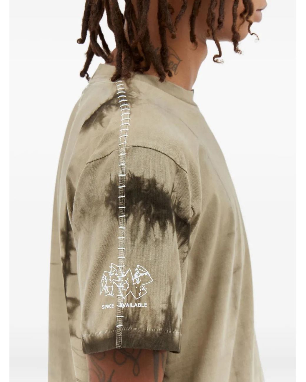 Space Available Natural Tie-Dye Panelled T-Shirt for men