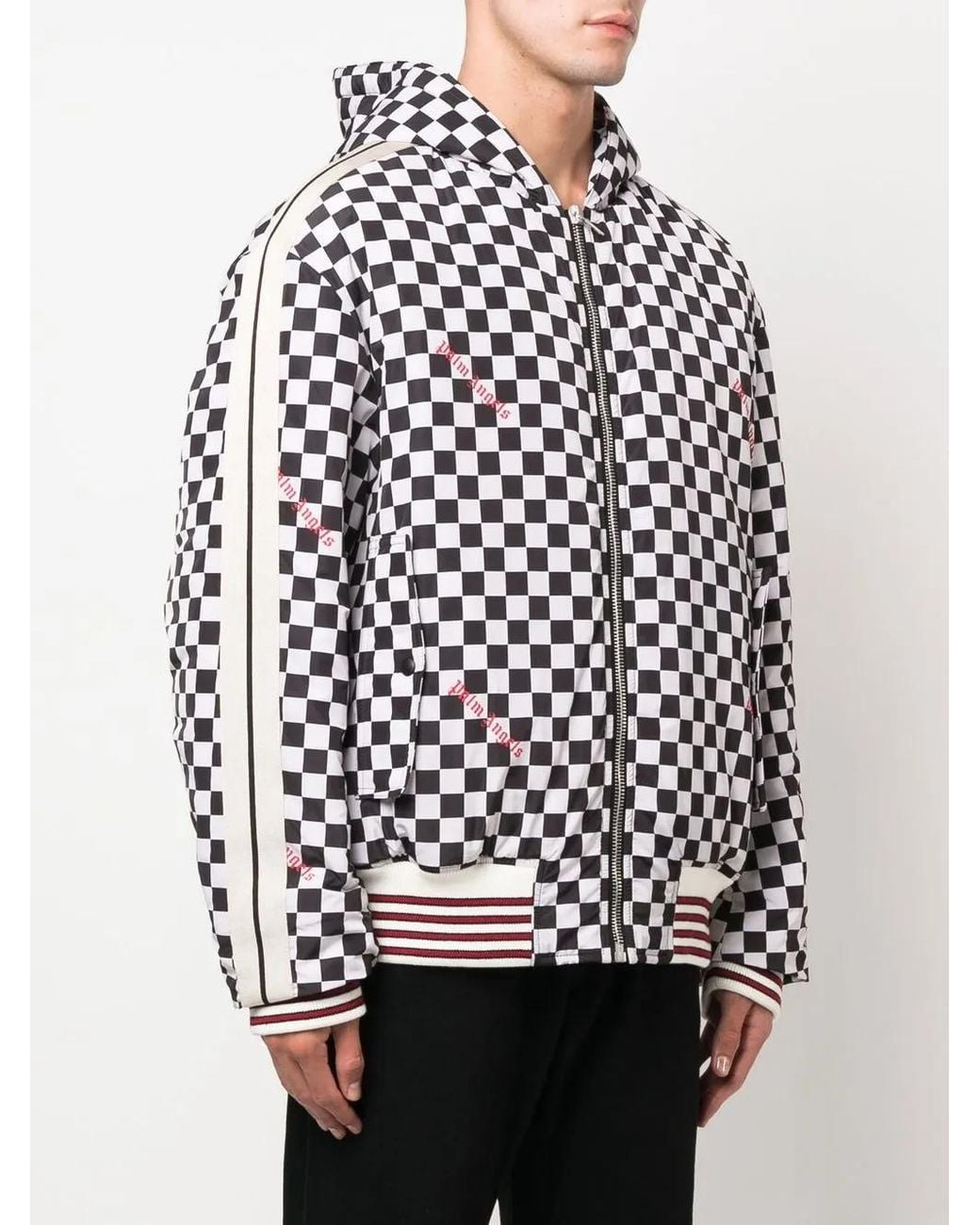 Palm Angels Black Zip-Up Hooded Jacket for men