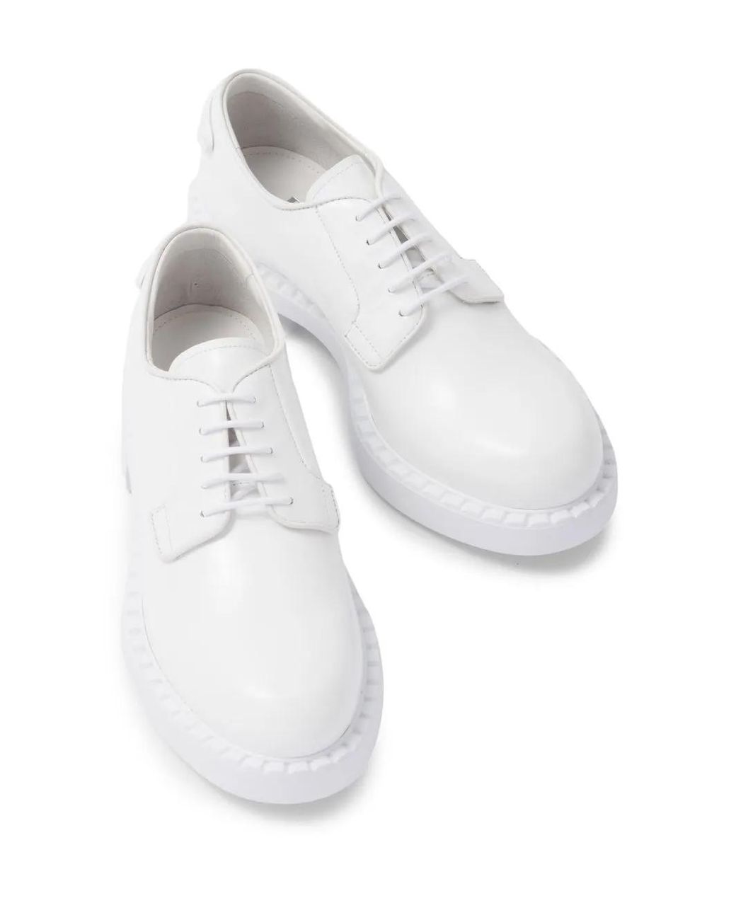 Prada White Round-Toe Lace-Up Shoes