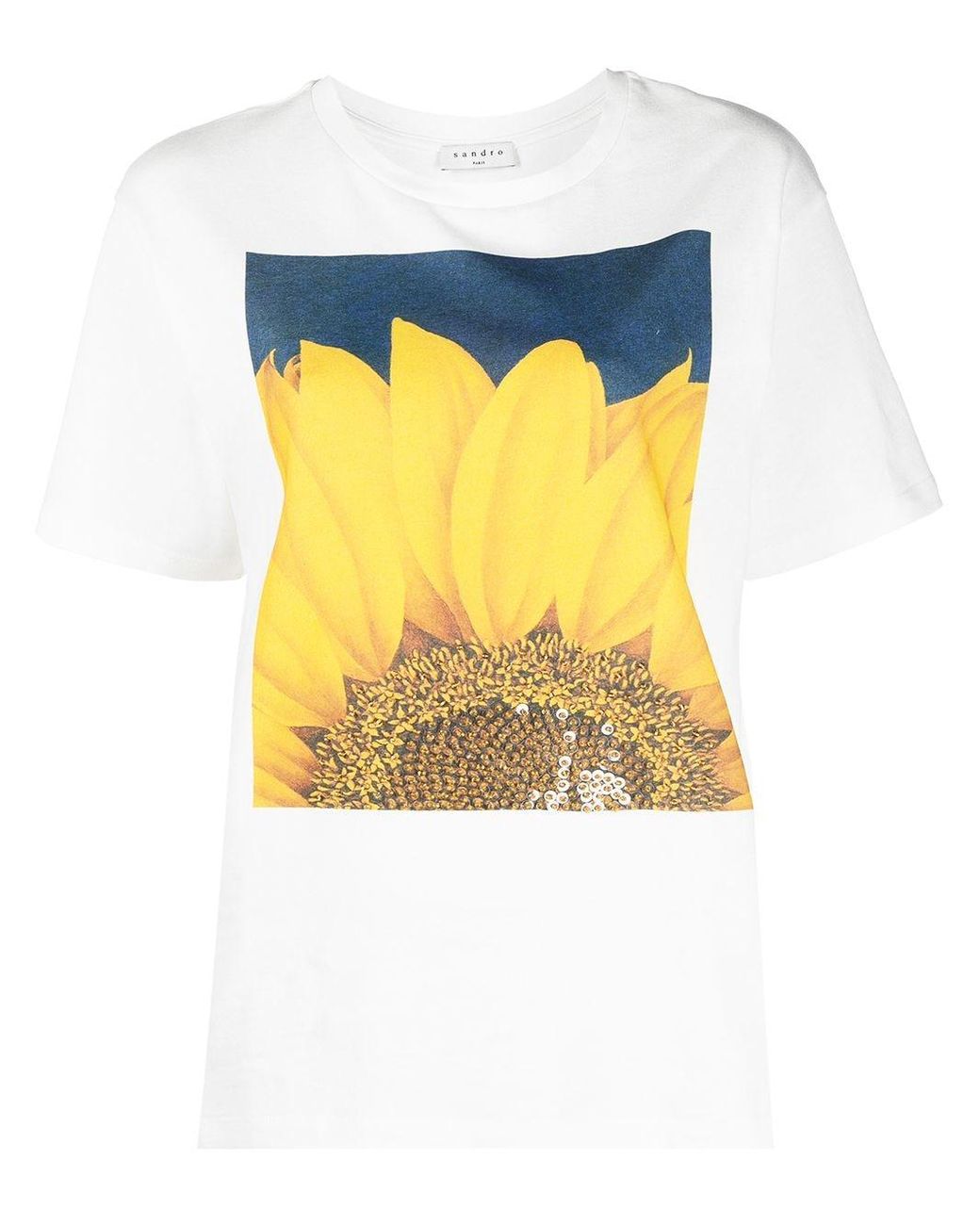Sandro Sunflower-print Cotton T-shirt 