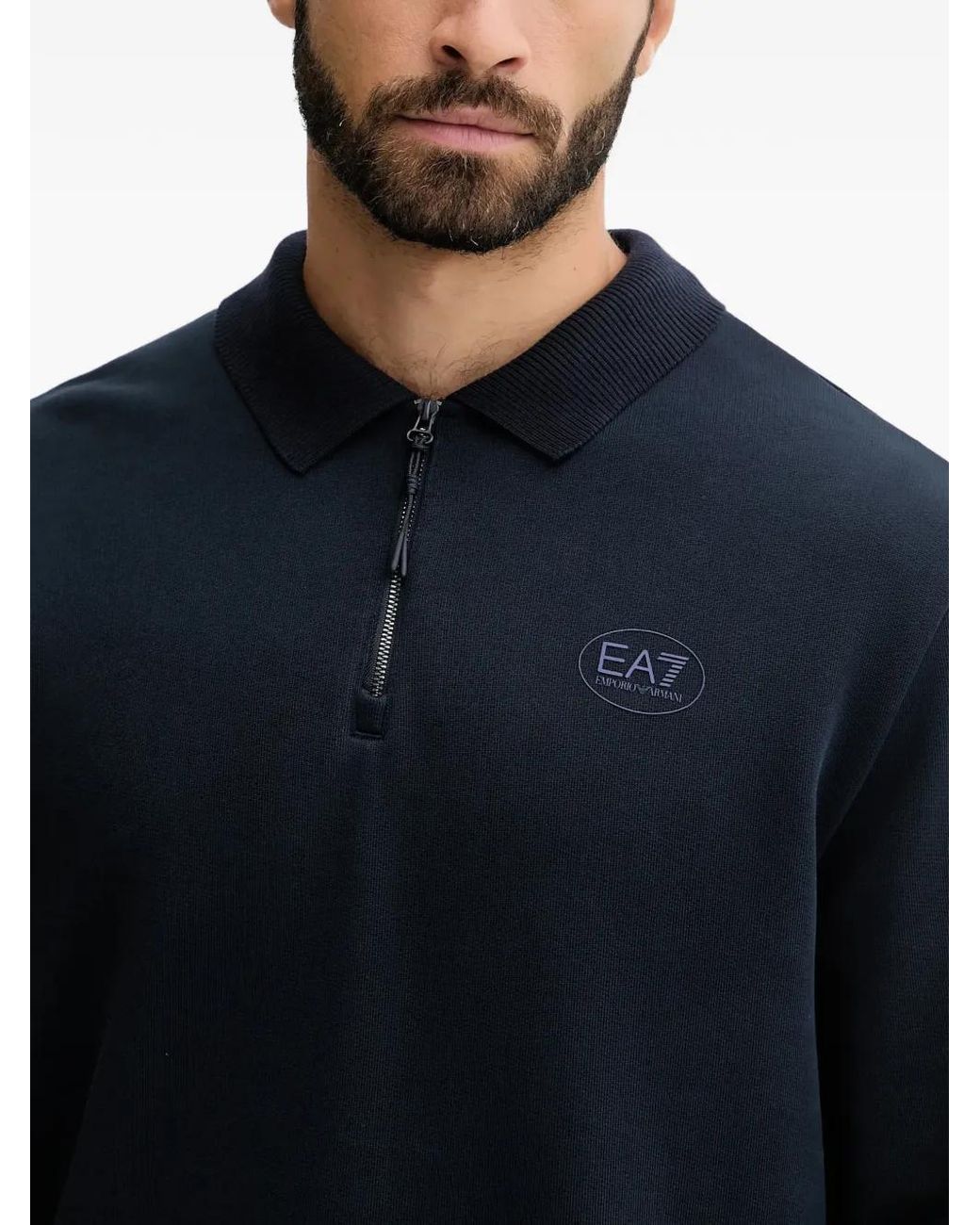 EA7 Blue Sweat À Col Zippé for men