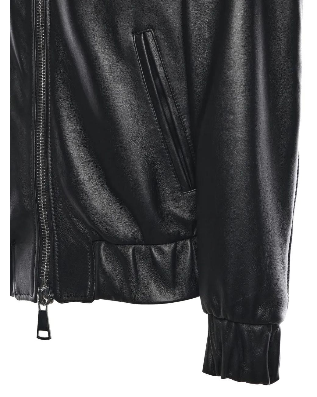 Giuliano Galiano Black Zipped Nappa Jacket for men