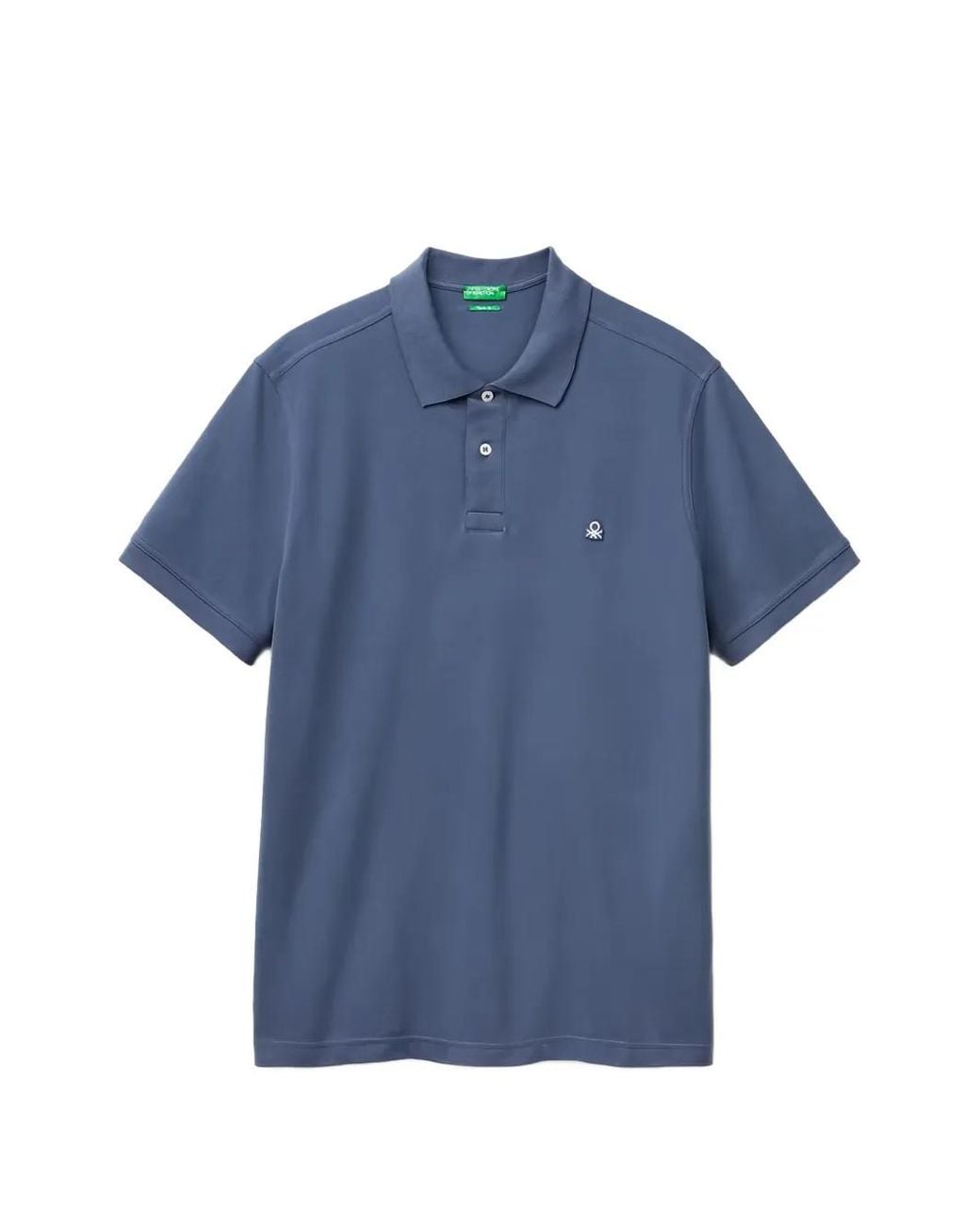 Benetton Blue Logo-Embroidered Short-Sleeve Polo Shirt for men