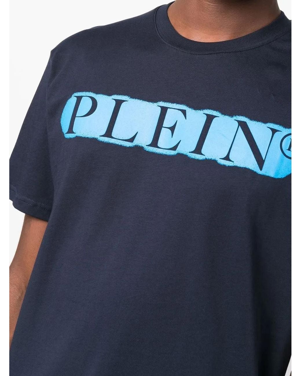 Philipp Plein Blue Logo Print T-Shirt for men
