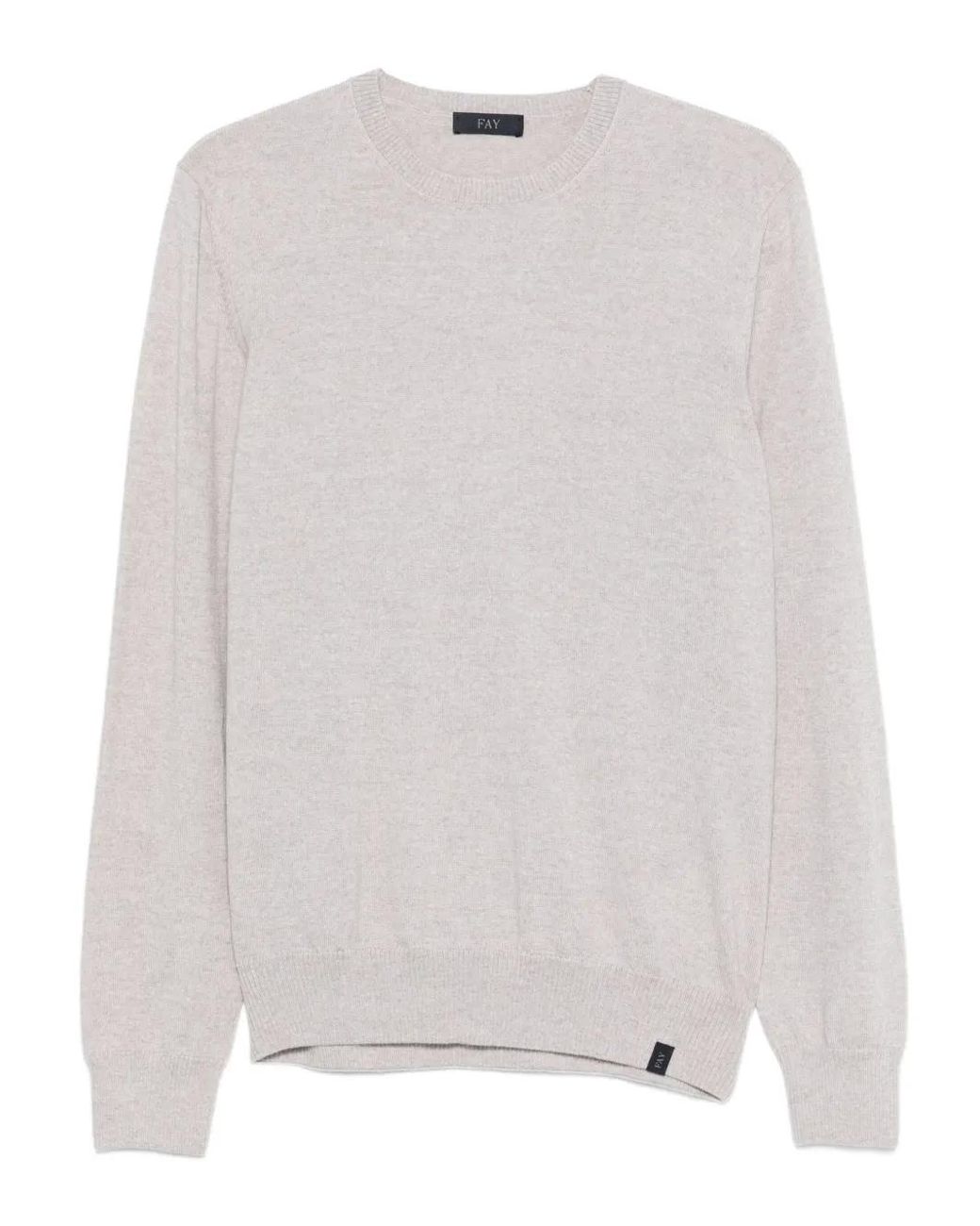 Fay White Crew-Neck Sweater for men