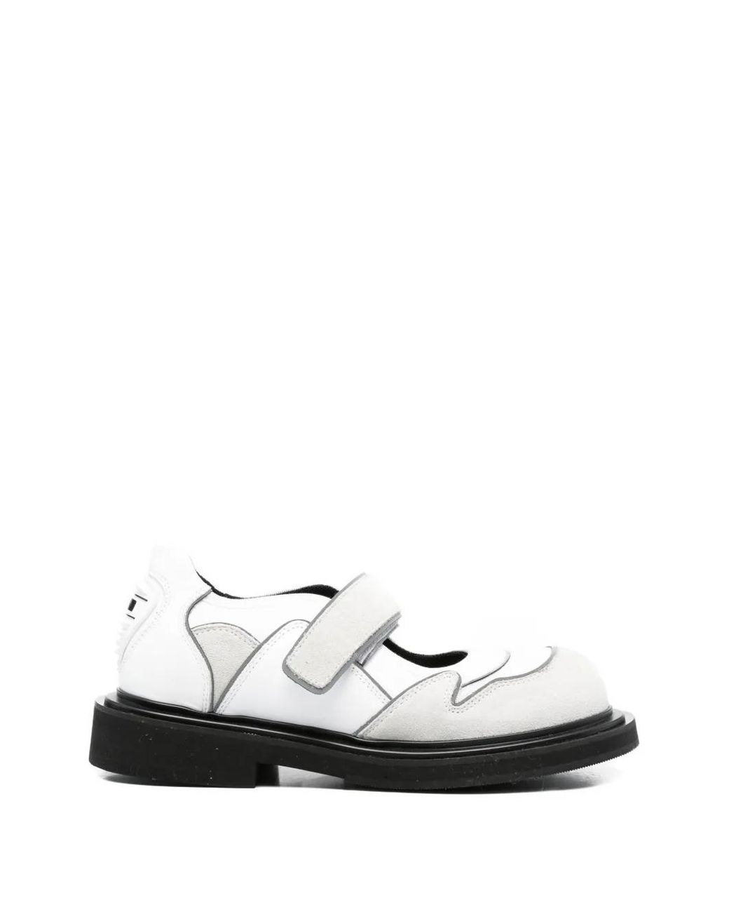 Moschino White Strap Panelled Leather Ballet Flats