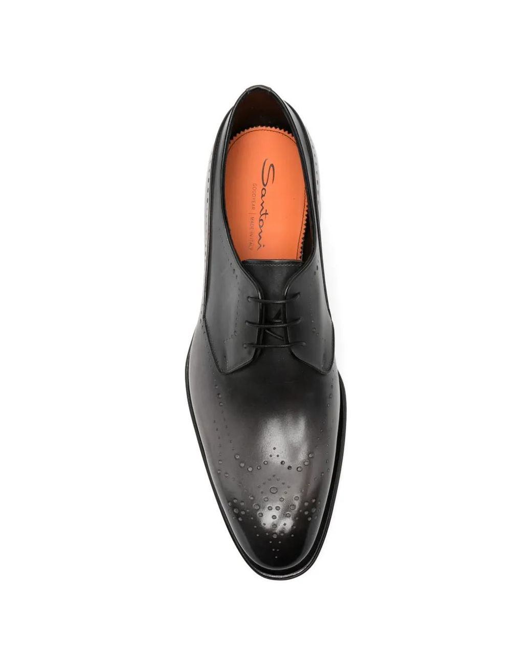 Santoni White Brogue-Detail Leather Derby Shoes for men